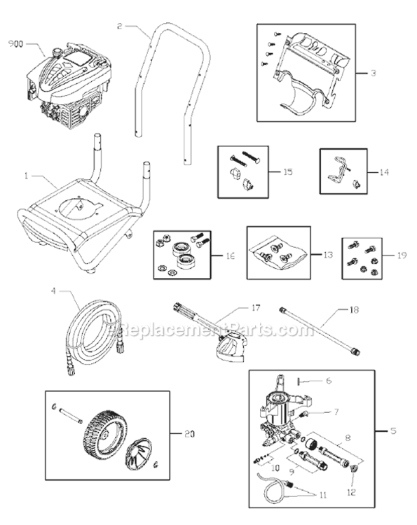 Page A Diagram and Parts List for 020349-1  Briggs and Stratton Pressure Washer